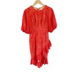 Jarlo London NWT Jarlo Anika Orange Eyelet Cocktail Dress Puff Sleeve Ruffle Hem Sz 0 Photo 1