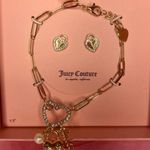 Juicy Couture Gold Charm Bracelet and Heart Locket Earring Set Photo 0