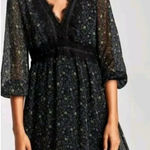 ZARA  XS Floral Lace V Neck Long Sleeve Mini Dress Photo 0