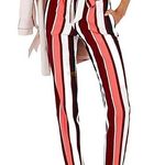 EXPRESS  Womens Pants Ankle High Rise Sz 0 R Striped Trousers Funky chic outfit Photo 0
