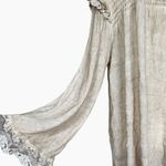 POL  Antique Taupe Ruffled Smocked‎ Long Sleeve Oversized Blouse Sz S Photo 5