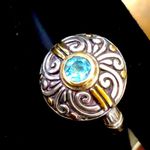 Artisan Sterling Silver 22K Blue Topaz Ring Sz 6•3/4 NWT Photo 3