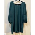 Women Plus Size Crepe Knit‎ 3/4 Balloon Sleeves Midi Shift Dress Photo 2
