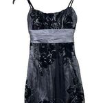 Love Tease Y2K 2000s Black Floral Velvet Burnout Empire Waist Bubble Hem Hoco Dress Sz 3 Photo 0