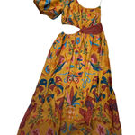 Farm Rio  Anthropologie Maxi Dress One Shoulder Cut Out Floral‎ Print L Photo 0