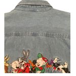 Vintage Looney Tunes denim shirt red Pocket tab no size tag fits XL W XL/XXL Blue Photo 15