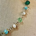Gold tone blue green crystal necklace Photo 2