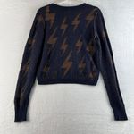 Free People Large L Knit Lightening Bolt Sweater Navy Blue Women’s Slim Fitting Photo 10