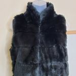 Guess  Faux Fur Black Vest High Neck Full Zip Medium Photo 3