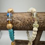 Twilight Gypsy Collective Beaded turquoise White stretch bracelets Boho tassels Blue Photo 1