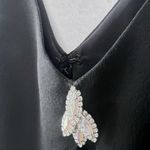 Vtge Daymor Womens 100% silk Black Elegant V neck Ruffle Layered Dress Sz 4 Maxi Photo 4