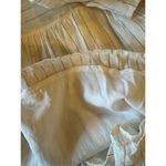 Rails  Ivory Metallic Strip Square Neck Flutter Sleeve Savon‎ Popover Blouse S Photo 8