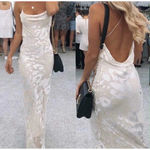 Rat & Boa Primrose Dress Cowl Cross Back XS Long Maxi Bride Formal Wedding Guest White Photo 3