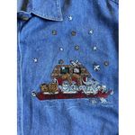 Vintage 90s Noah’s Arc Embroidered Button Down Denim Shirt Size 18 W Blue Photo 2