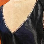 Vintage Cami Black Animal Print Satin Sleeveless Top Blouse L Large Photo 3