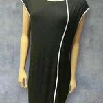 Neiman Marcus Women's Black Shift Dress with White Trim Size XL Casual & Elegant Photo 0