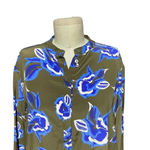 Diane Von Furstenberg  Green Blue Floral Button-Up Long Sleeve‎ Silk Top Size XS Photo 1
