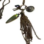 None Vintage Charm Long Gold Tone Necklace Metal Tassels Pendant Charms u Photo 1