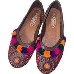 Sadin Multicolored Pakistani Khussa Shoes Flats Slip On Slippers size 8 Brown Photo 0