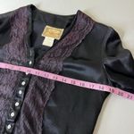 Gunne Sax Vintage Jessica Gunnies Blouse Size 11 Black Purple Satin Lace Button Down Goth Photo 7