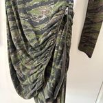 Pam & Gela Pam Gela Dress Long Sleeve Camo Twisted Shirred Zipper Slit Cinched S Camouflage Photo 3