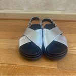 ALOHAS Marshmallow Shimmer Metallic Silver Leather Chunky Sandals Sz 39 EU Photo 6