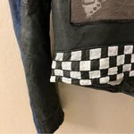 Doma Leather OOAK reworked moto Jacket, blu with animal print and back graphic S Black Photo 9