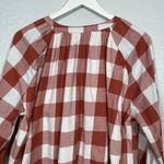 Duluth Trading Women M Orange White Gingham Printmaker Lightweight Shirt Cotton Size M Photo 6