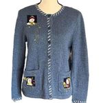 Breckenridge Vintage Christmas 80’s embroidered Snowman Sweater  Cardigan Photo 0