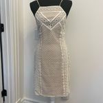 Greylin Off White Crochet Lace Nude Lined Cocktail Boho Mini Dress Photo 1