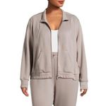 Avia Womens Track Jacket Size 2X 20W-22W Zipped Front Side Pockets Taupe New Photo 1