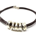 Sterling Silver , brown leather cording choker Photo 0