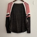 Bobbie Brooks Pink Black Lace Up Long Sleeve Top Medium Casual Pullover Shirt Photo 5