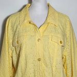 JM Collection  Yellow Eyelet Lace Jacket Size 16 Lemon Yellow Lace Jacket Photo 2