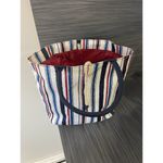 Bloomingdales Tote Canvas Cotton Large Striped Hand Bag Shoulder Bag Photo 2