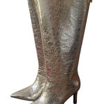 Worthington 9.5 Metallic Gold Knee High Boots Stiletto Glam Party Statement Photo 0