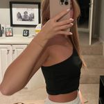 Black One Shoulder Crop Top Photo 2
