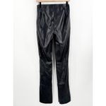 ZARA Faux Leather Pants Size Medium Black Zipper Slit Flare Vegan Pleather Photo 3