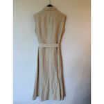 Escada Sleeveless Button Up Midi Shirt Dress Tie Waist Beige Women's Size 36/4 Photo 1