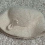 Gorgeous Vintage Cream White Ivory Angora Fuzzy Bucket Hat with Bow Photo 1