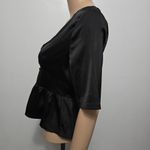 Nasty Gal  Black Satin Peplum Top Size 2 Photo 2