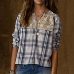 Denim & Supply  Ralph Lauren plaid shirt with a lace yoke XL Photo 0