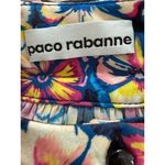 Paco Rabanne Floral Pansy Button Up Mock Neck Peplum Blouse $800 40 8 Blue Photo 9