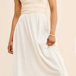 Free People solid sweet nothings midi dress in Marshmellow, Size Small Smocked Photo 0