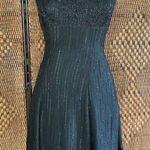 Size M//Vintage Black Beaded Silk Sleeveless Wedding Guest Dress Above the Knee Photo 0