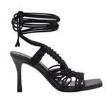 INC Black Strappy Woven Brayd Square Toe Stiletto Lace Photo 3