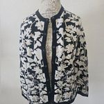 Amber Sun Flower Black And White Beaded Cardigan Sweater Cardigan sz M Size M Photo 0