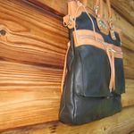 Vintage Valentina Pebbled Leather Two Tone Bag Black Photo 5