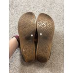 Donald Pliner Thongs Slide Sandals Gal Gold Shimmer Leather‎ Low Wedge 9.5 Photo 4