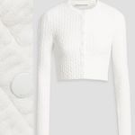 Alexander Wang Ivory Jacquard Logo Crop Snap Front Cardigan Photo 5